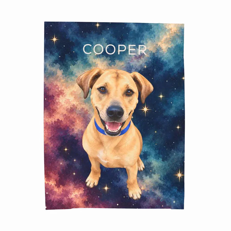 Cooper's finished custom pet photo blanket