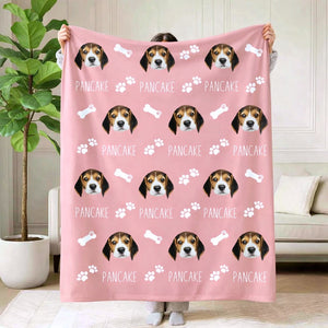 custom pet blanket with paws and bones pattern
