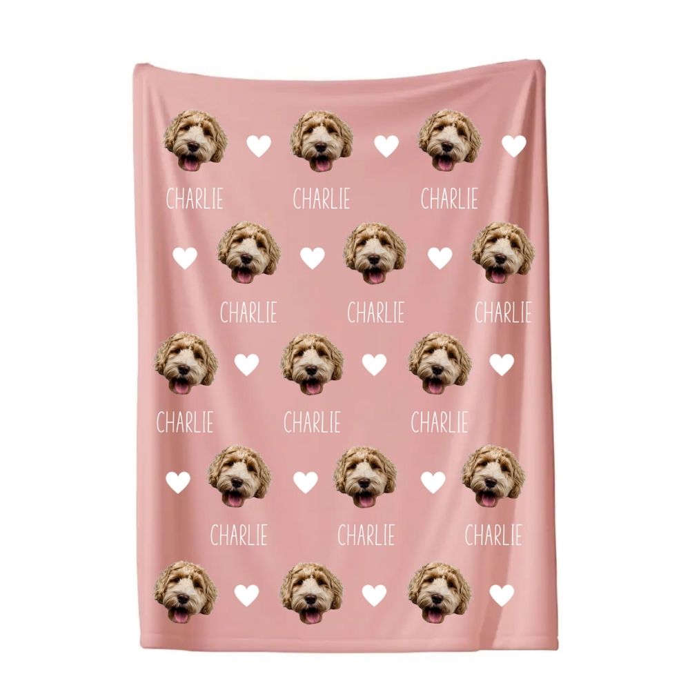 Heart Pet Photo Blanket