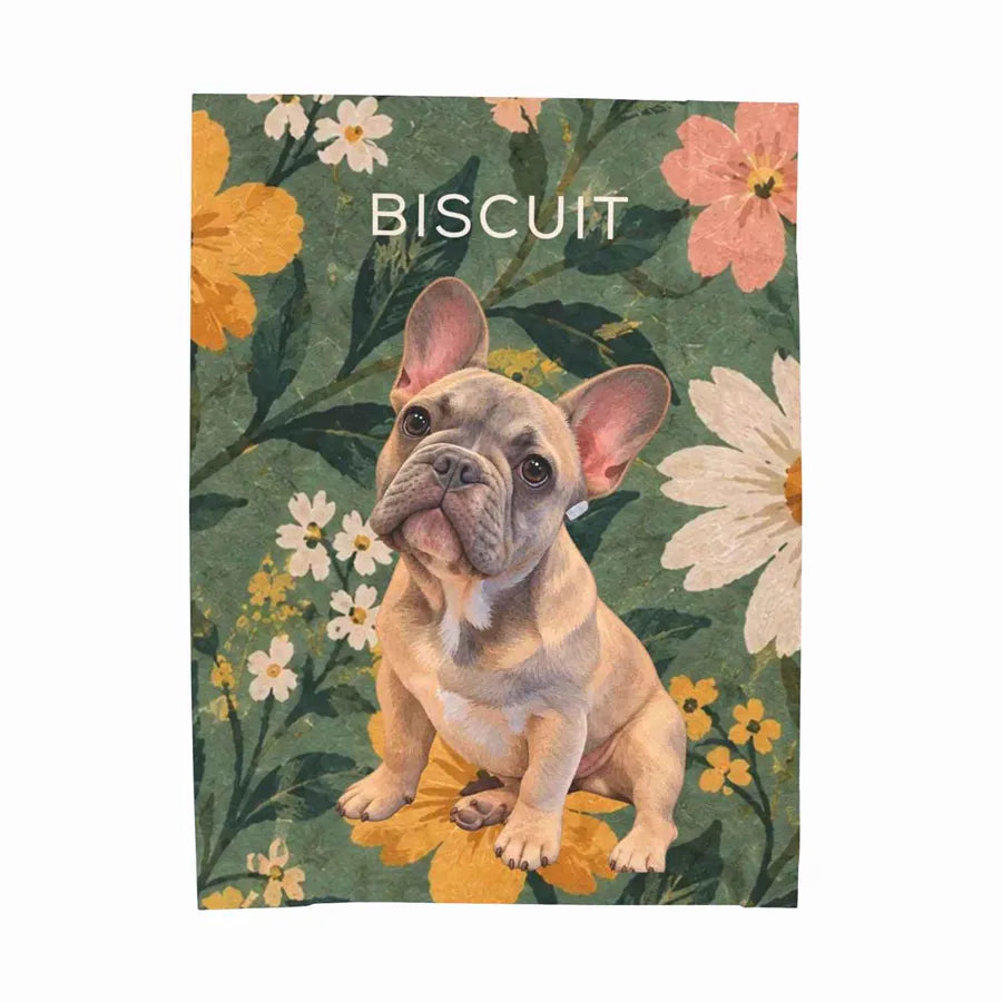 Biscuit's finished custom pet photo blanket